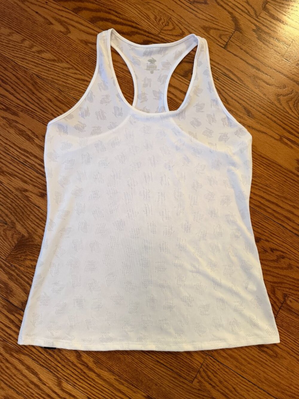 rabbit Bunny Hop Racerback Running Tank – White Mesh Print, Size Large